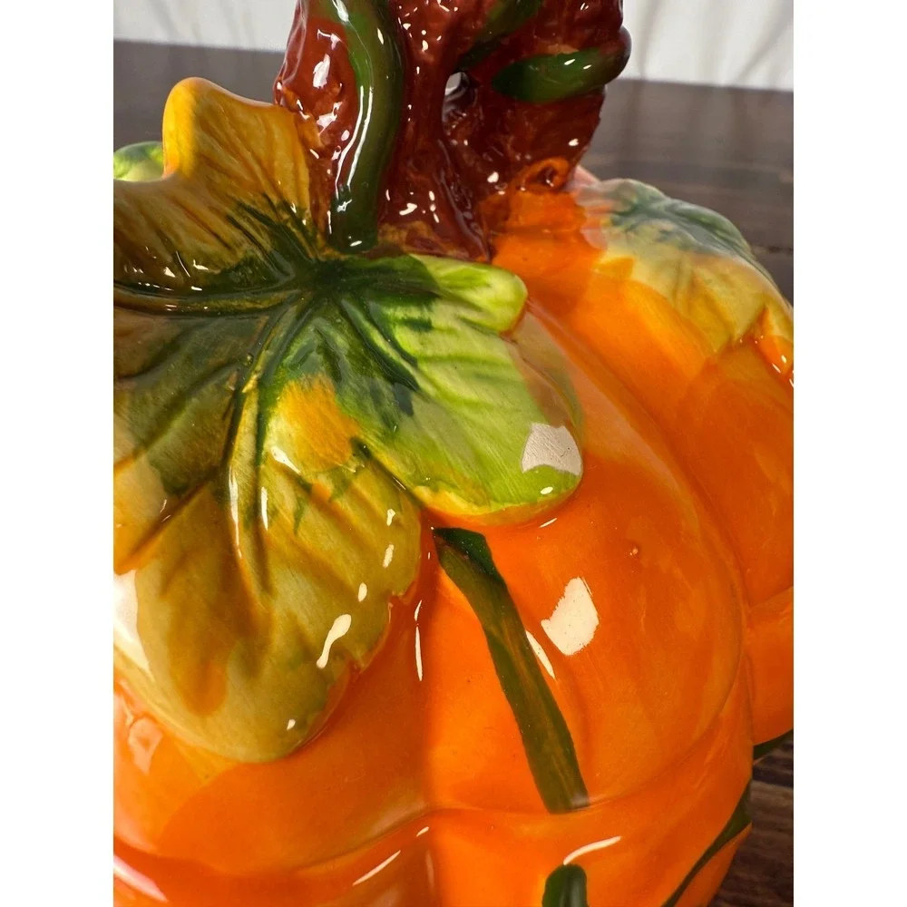 Ceramic Pumpkin‎ Candy Dish with Lid Halloween Decor Jack O Lantern Decoration
